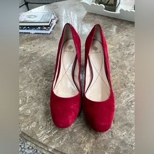 Red suede pumps. Isola. Size 11. Excellent condition.